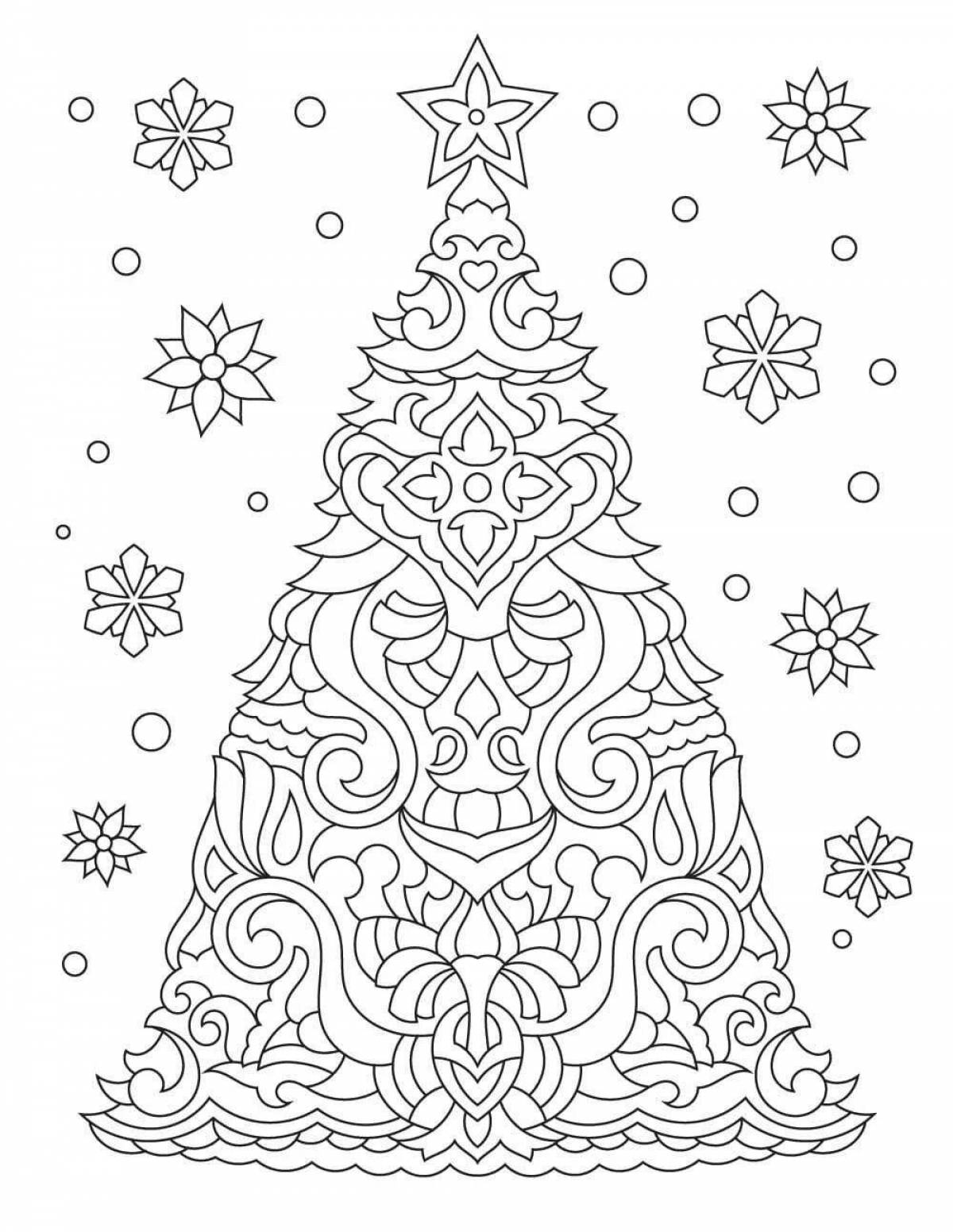 Merry Christmas tree coloring book