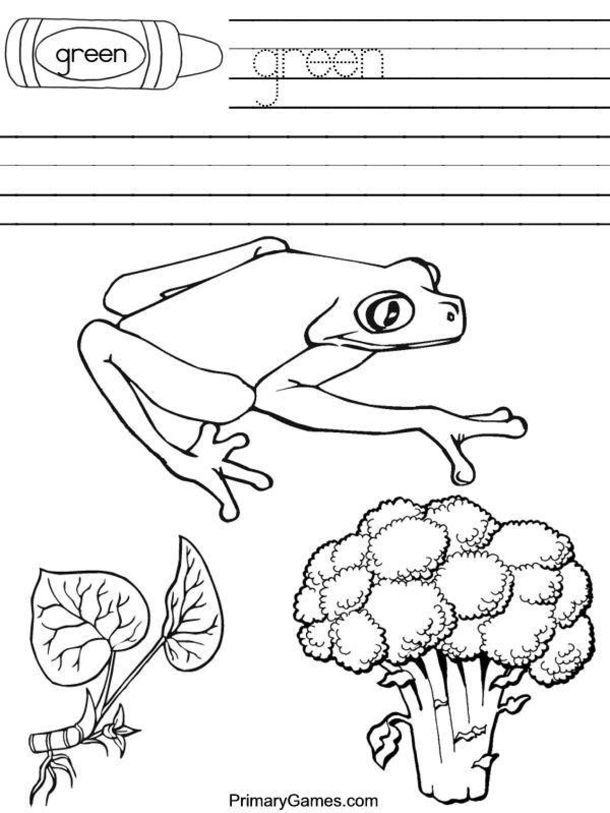 Excited Green Friend Coloring Page