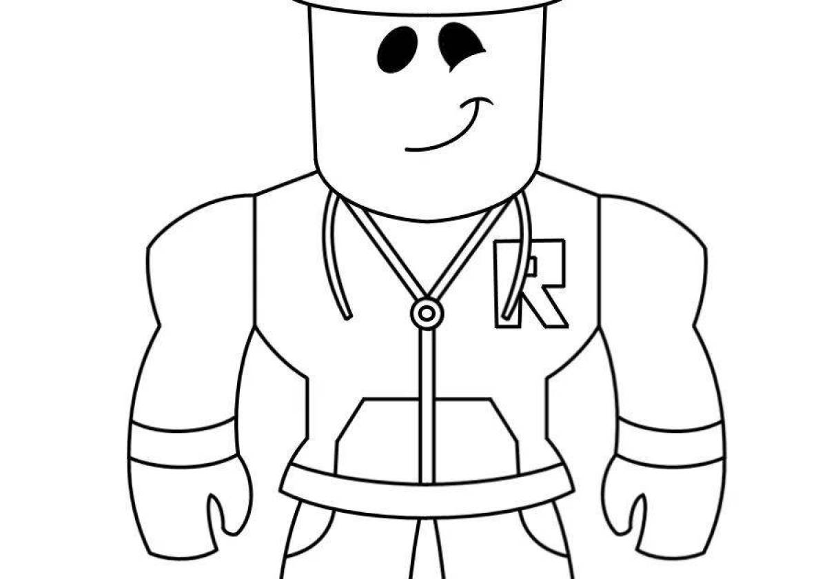 Playful roblox face coloring page