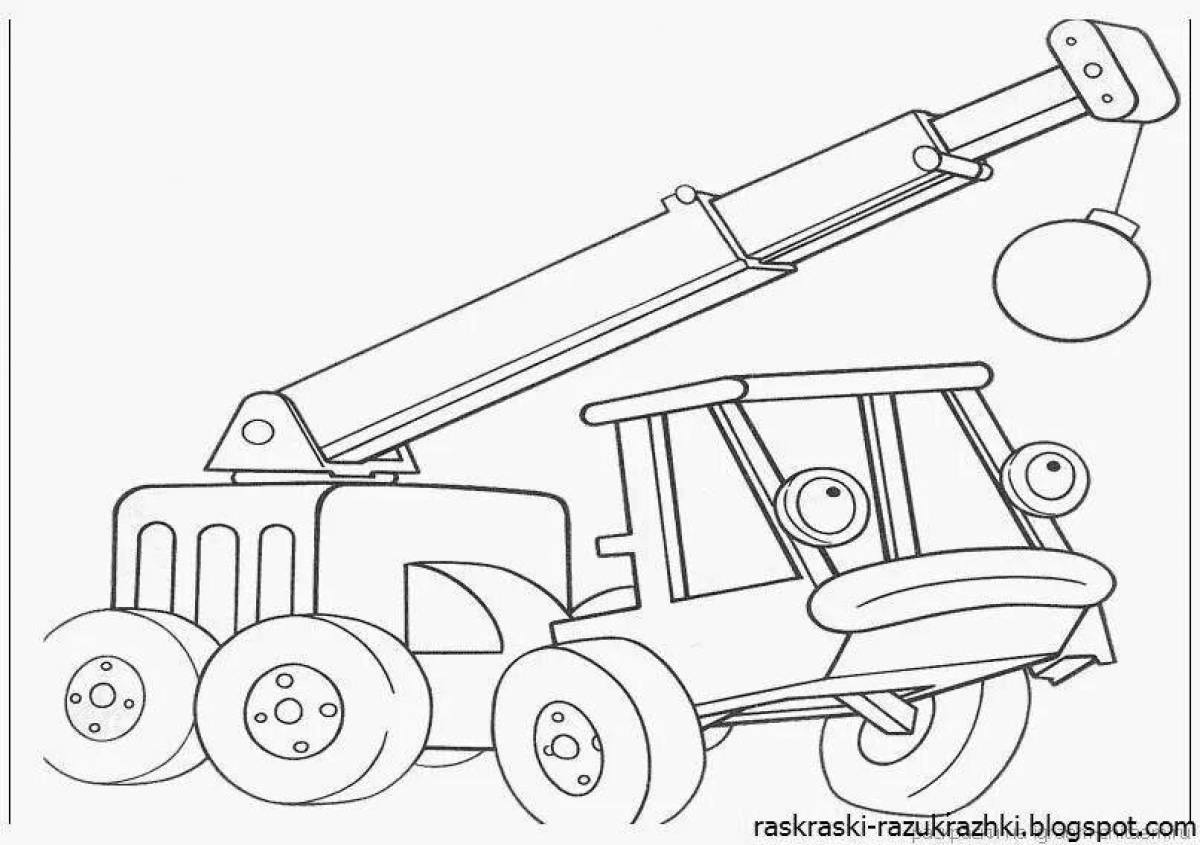 Exciting crane car coloring page