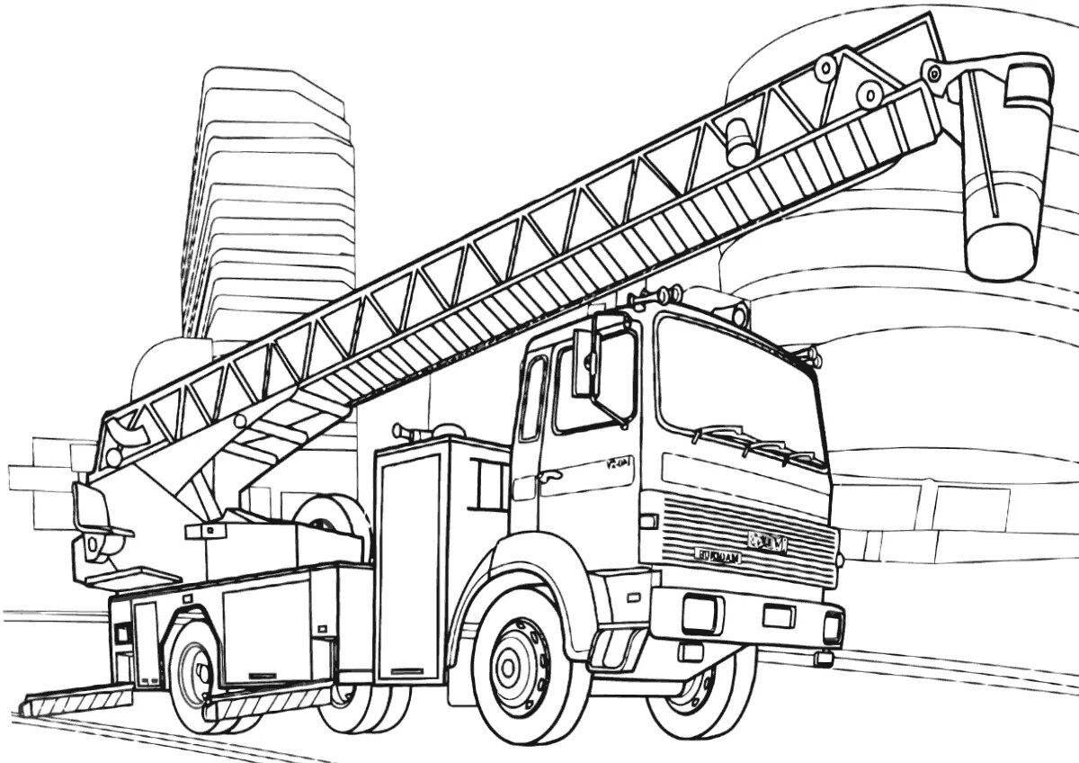 Charming crane car coloring page