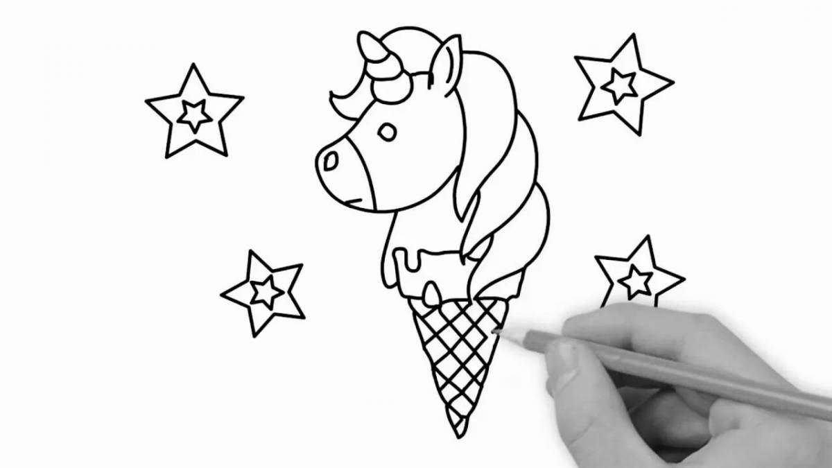 Amazing unicorn coloring with ice cream