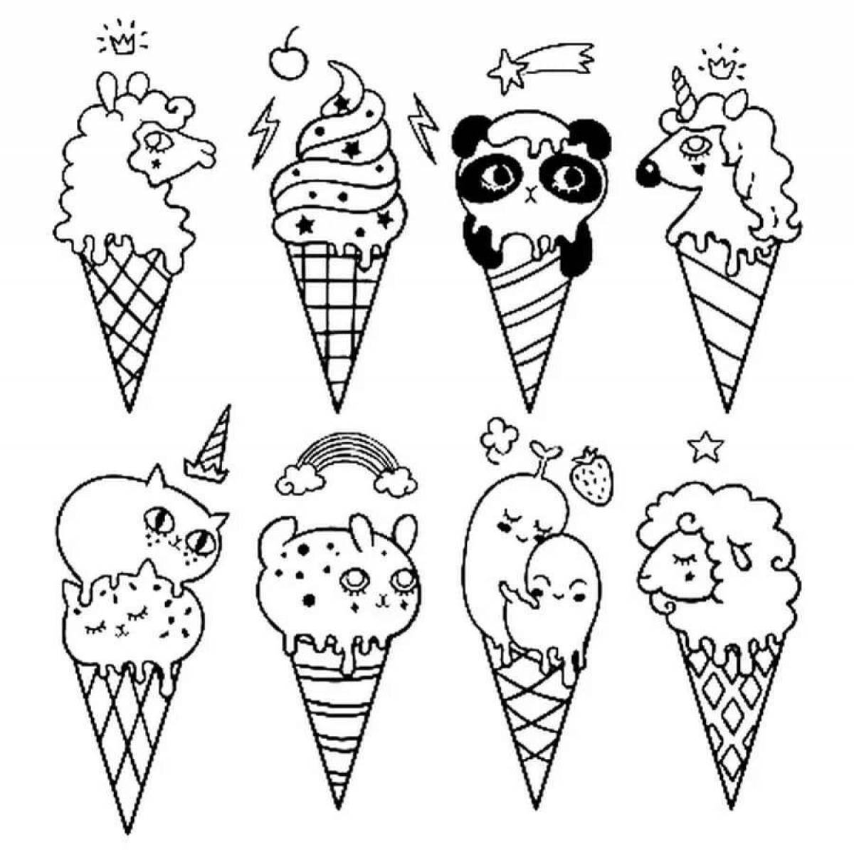 Pretty coloring page unicorn ice cream
