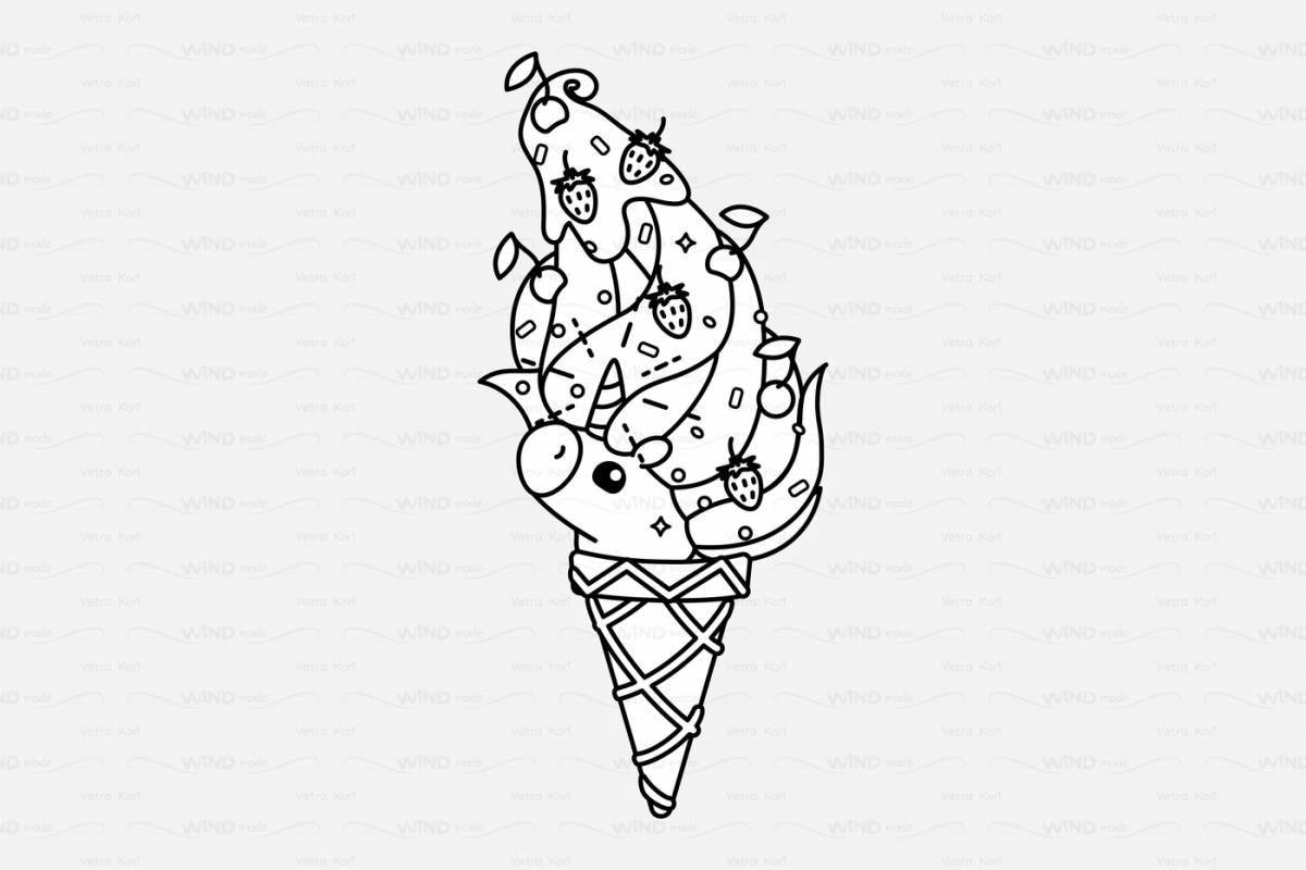 Adorable unicorn coloring with ice cream
