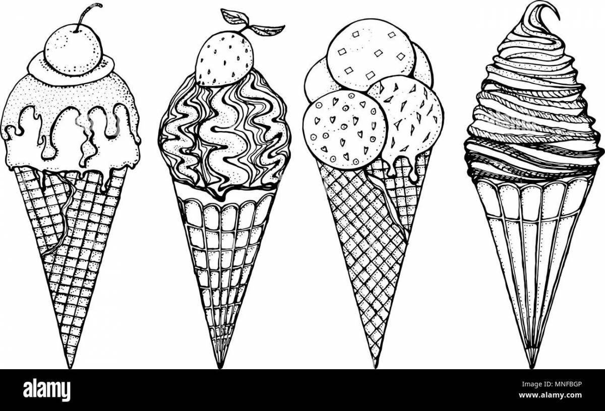 Radiant coloring page unicorn ice cream