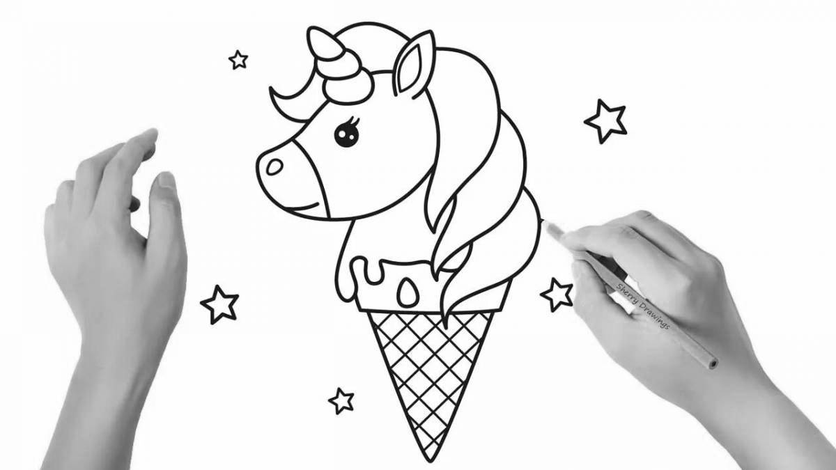 Sunny coloring unicorn ice cream