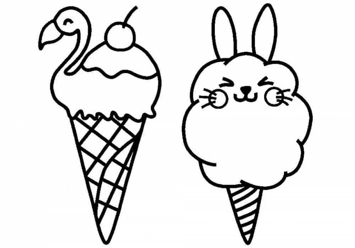 Elegant unicorn ice cream coloring book