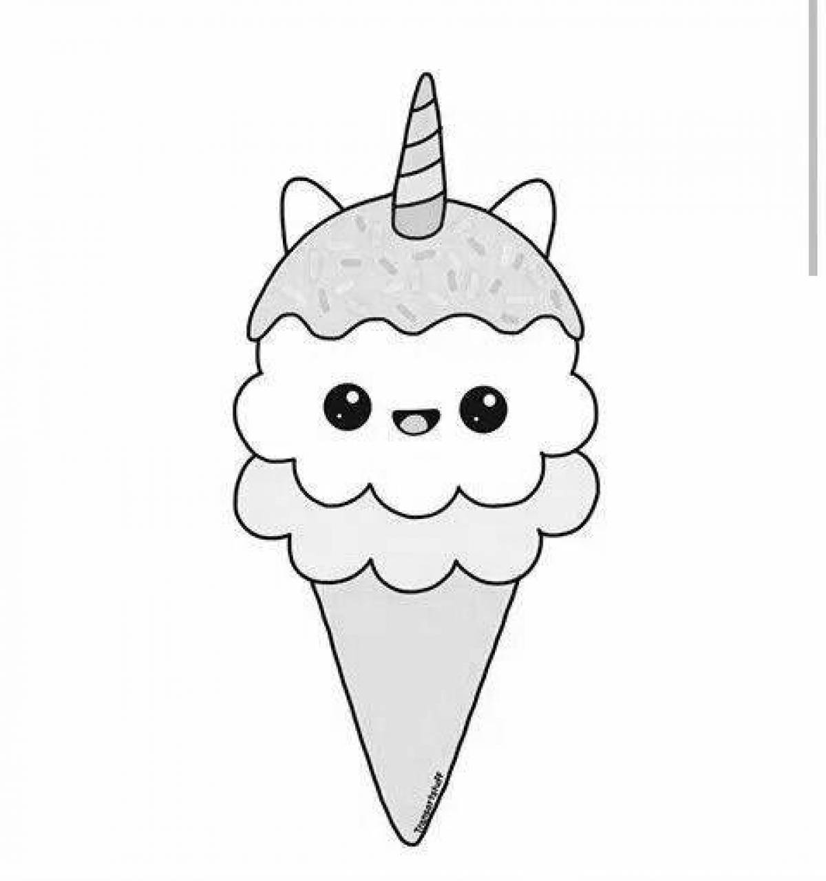 Lovely coloring unicorn ice cream