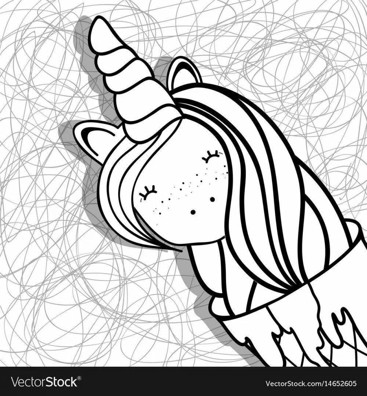 Humorous unicorn ice cream coloring book