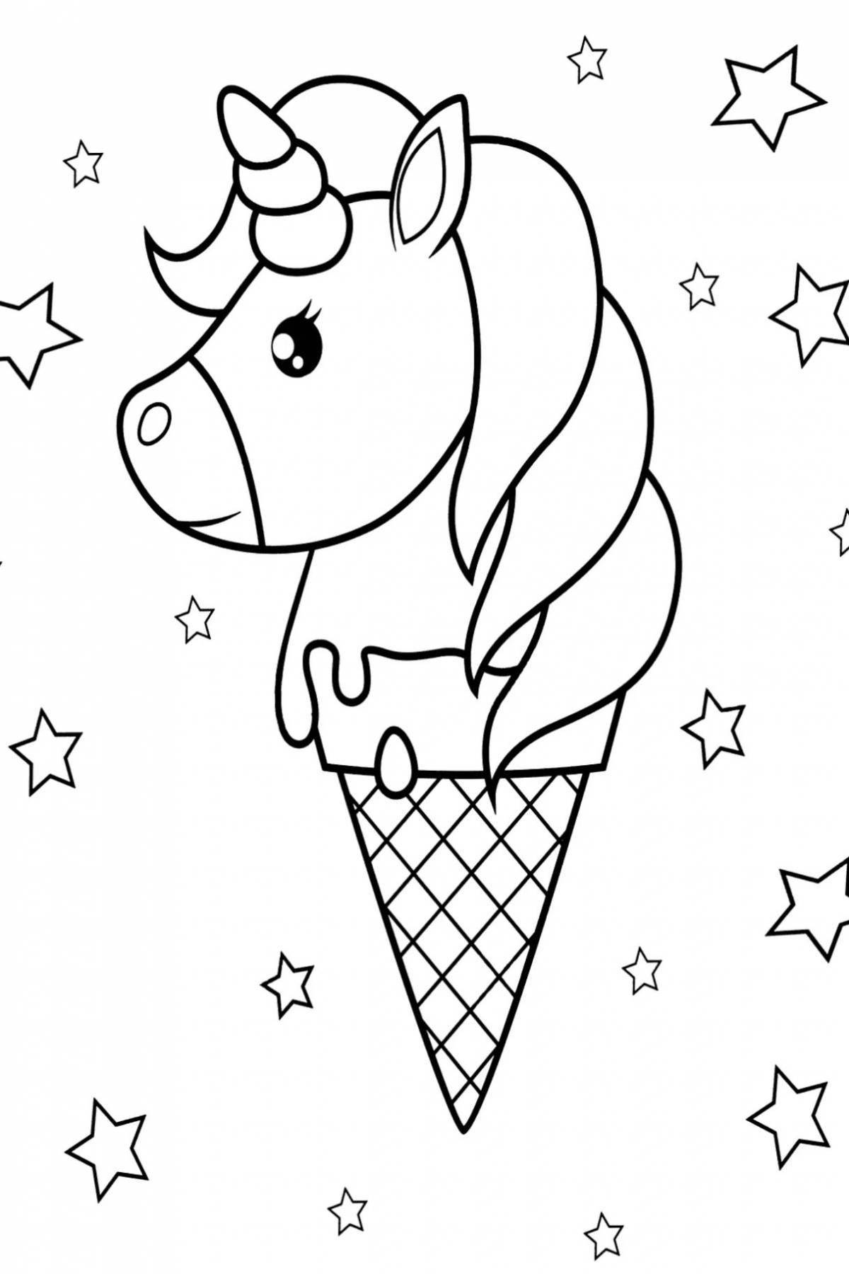 Unicorn ice cream coloring page