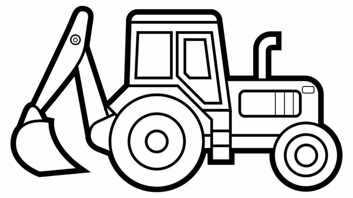 Colorful tractor coloring page