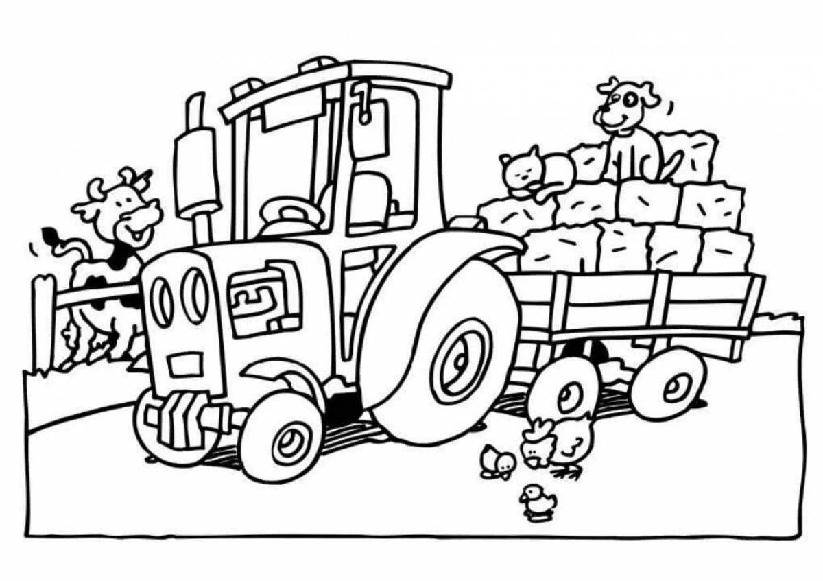 Funny tractor coloring book