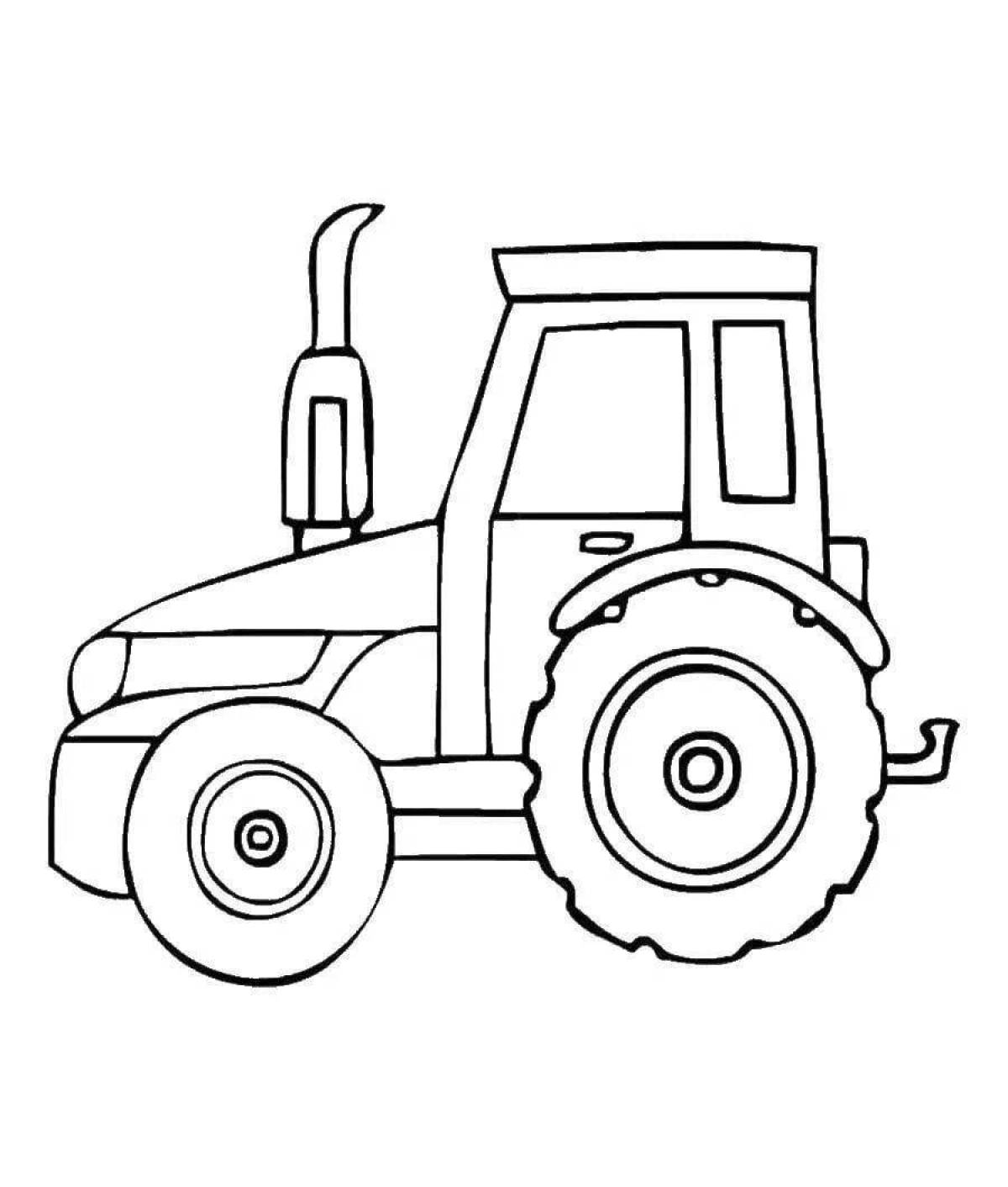 Буйный трактор-раскраска
