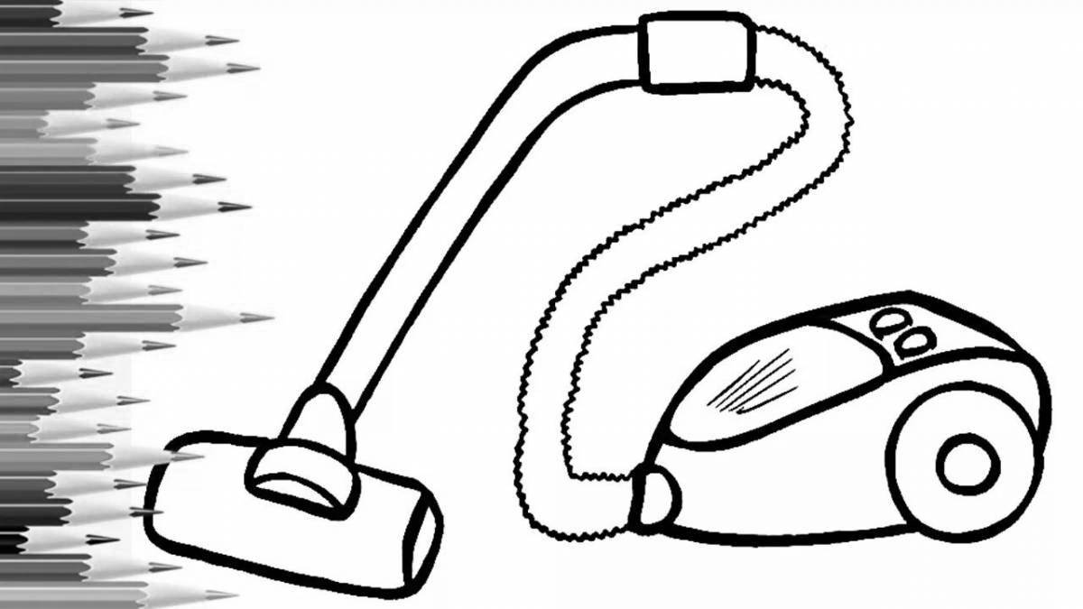 Joyful baby vacuum cleaner coloring page