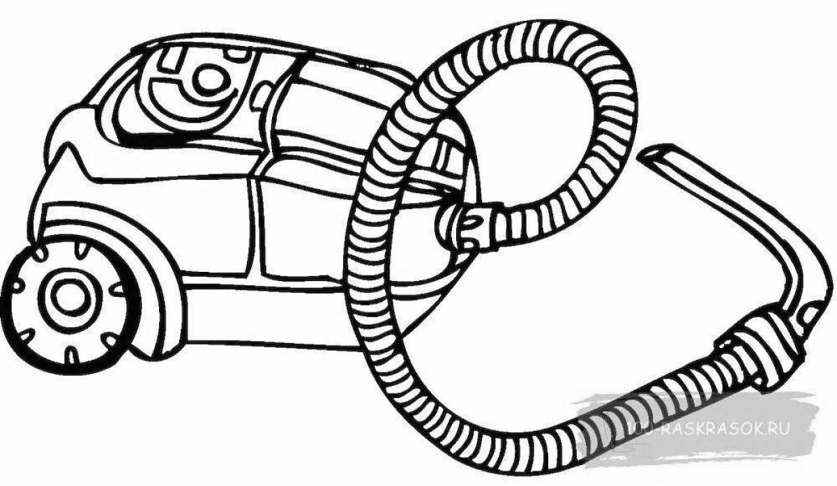Playful vacuum cleaner coloring page for kids