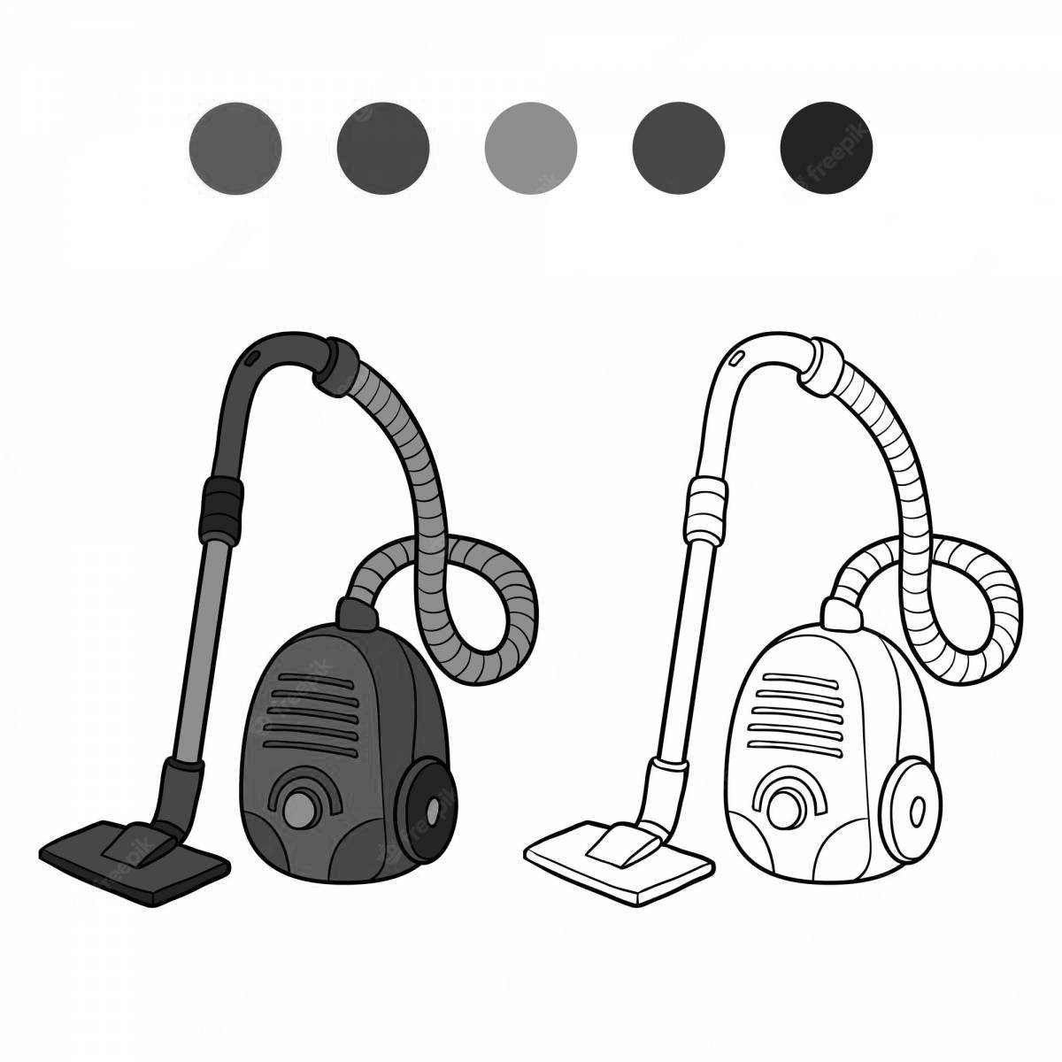 Animated vacuum cleaner coloring page for kids