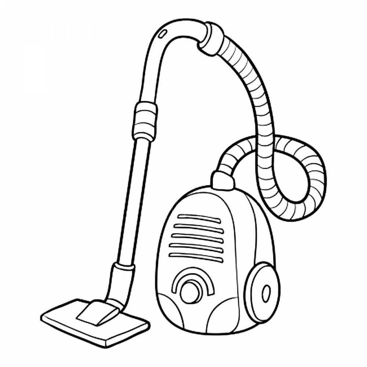Adorable vacuum cleaner coloring page for kids