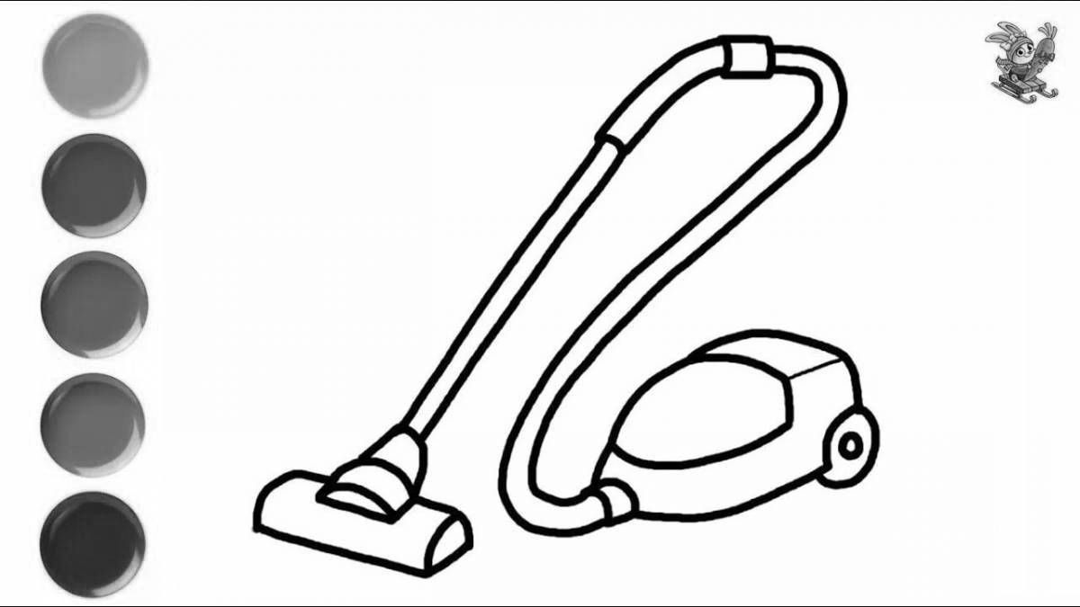 Playful baby vacuum cleaner coloring page