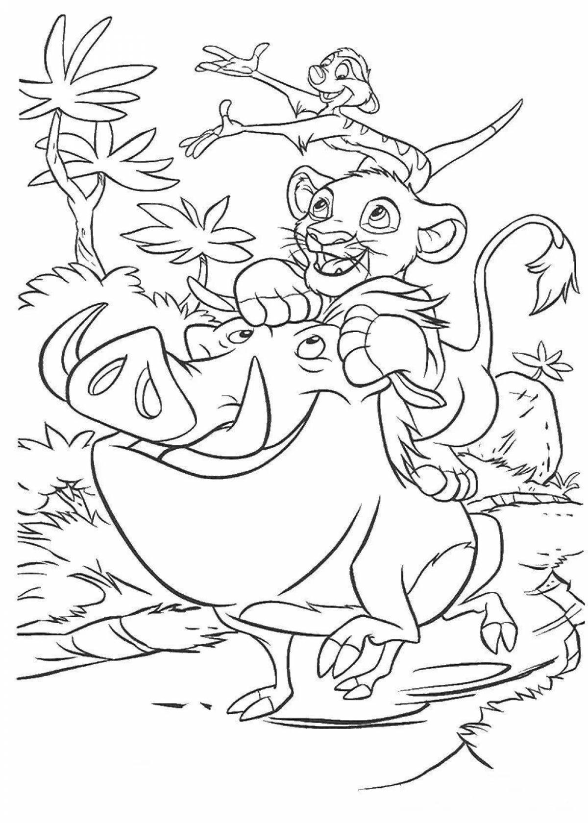 Coloring book Joyful Timon and Pumbaa