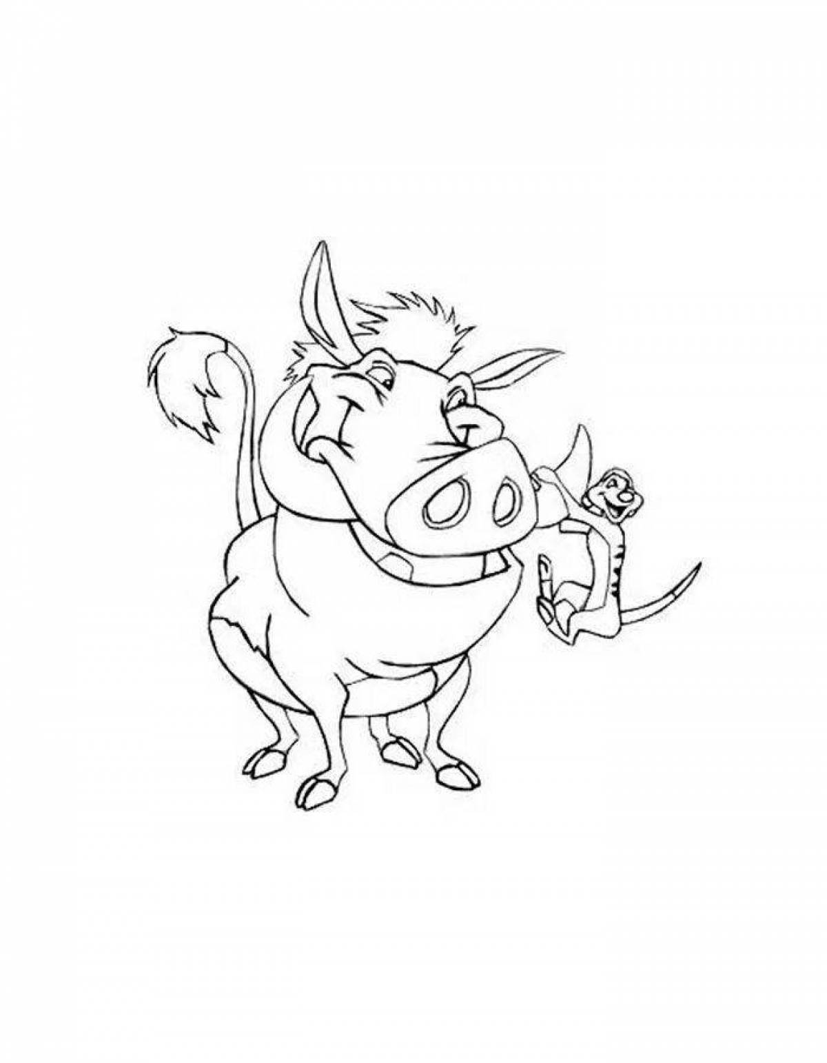 Funny timon and pumbaa coloring book