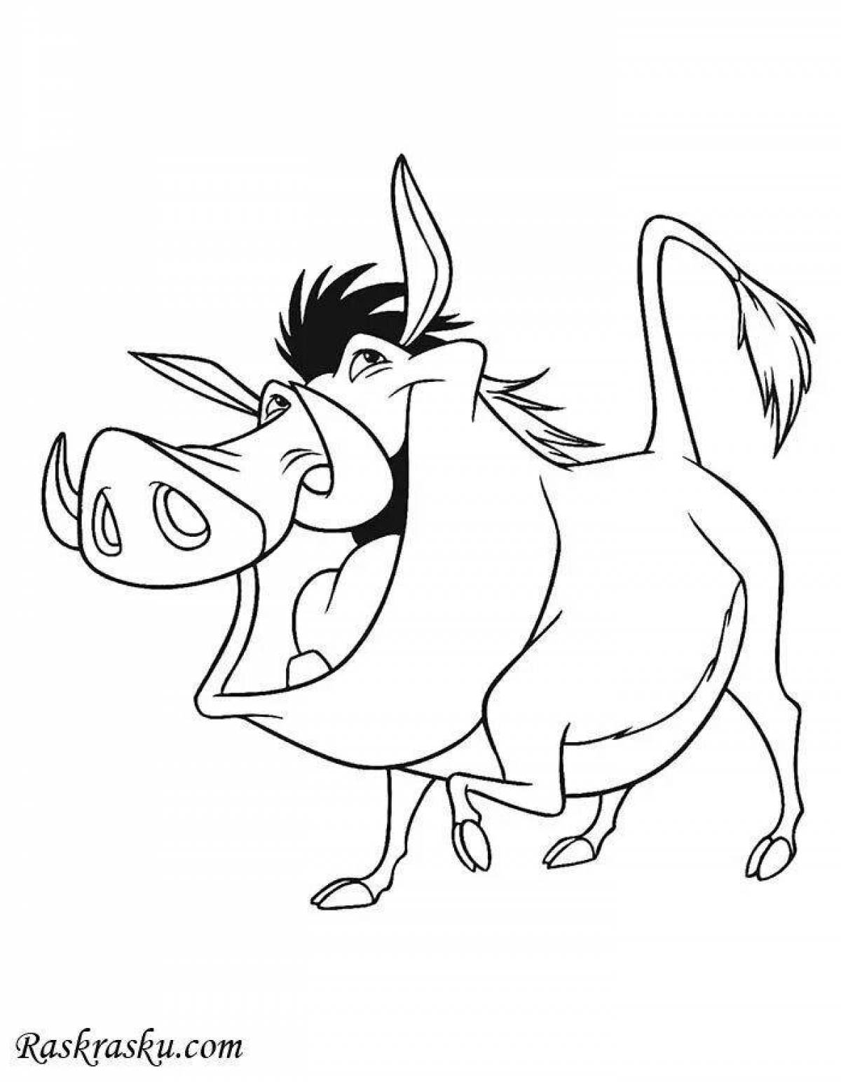 Glowing timon and pumbaa coloring page