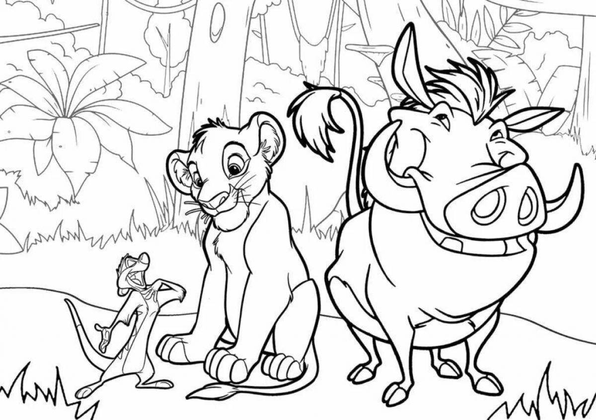 Gorgeous timon and pumbaa coloring page