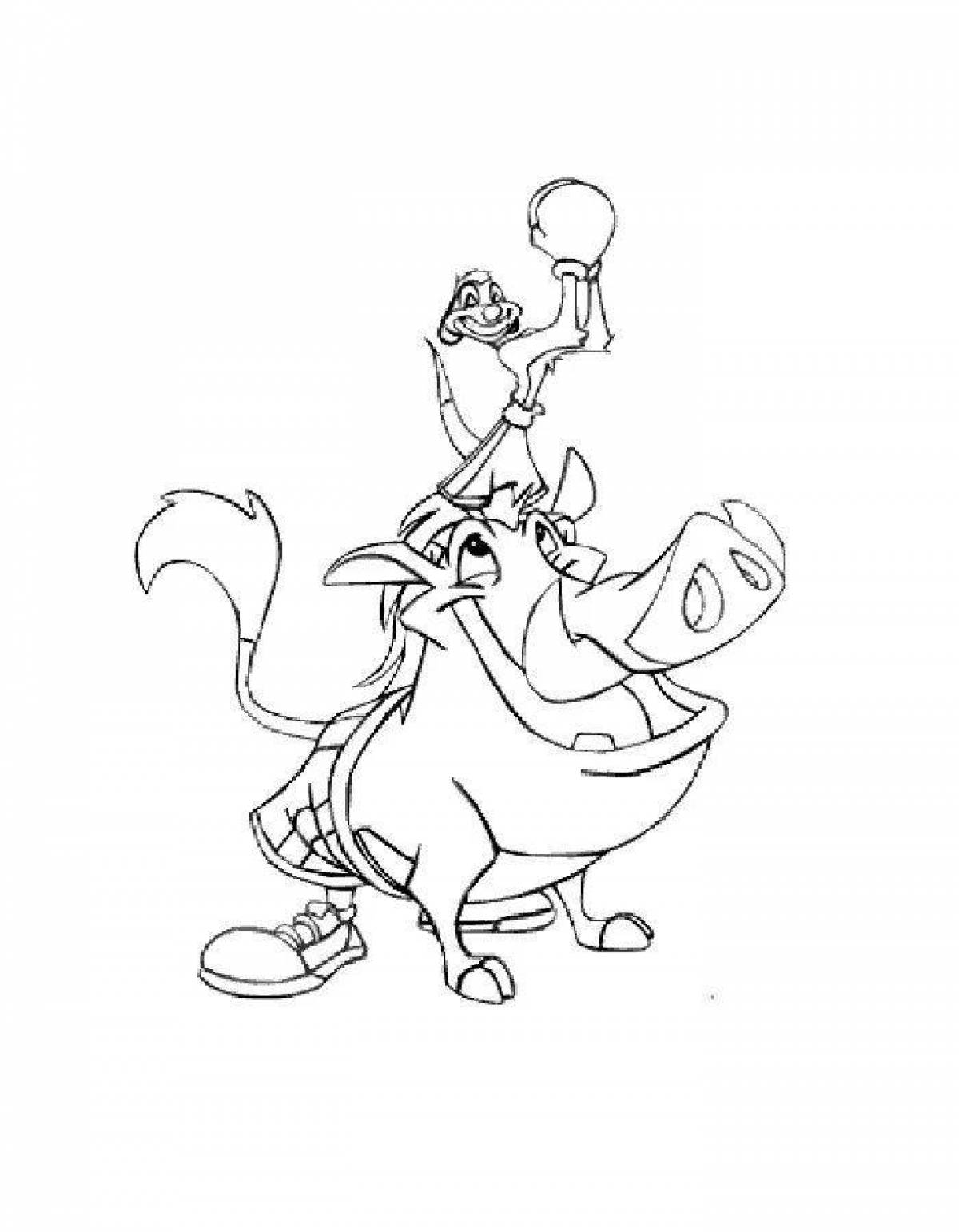 Glamorous timon and pumbaa coloring page