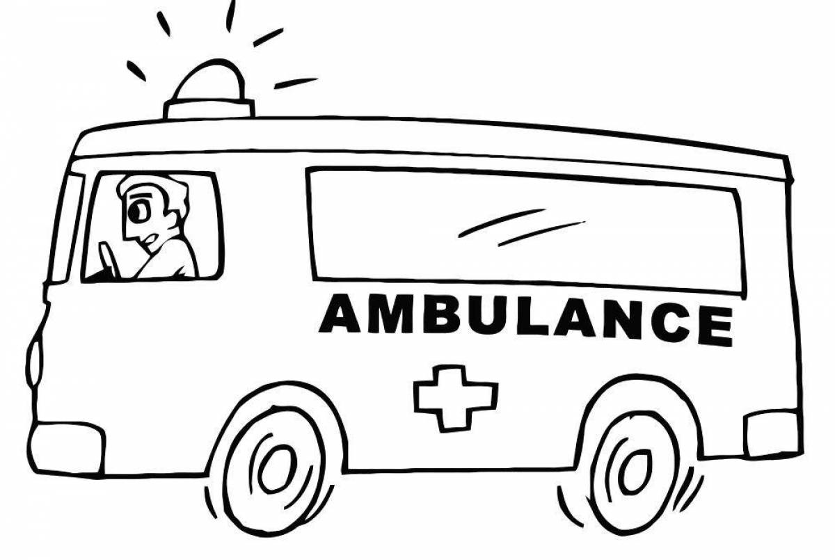 Shiny ambulance coloring page