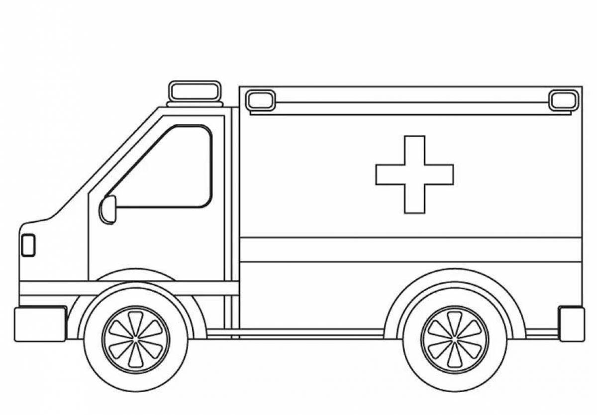 Раскраска игривая машина скорой помощи