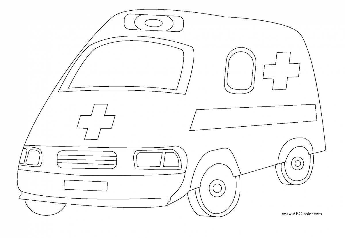 Fancy ambulance coloring page