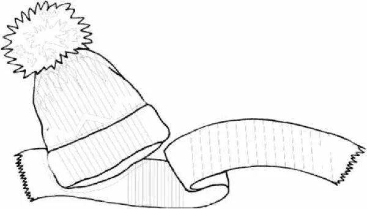 Glittering hat and scarf coloring page