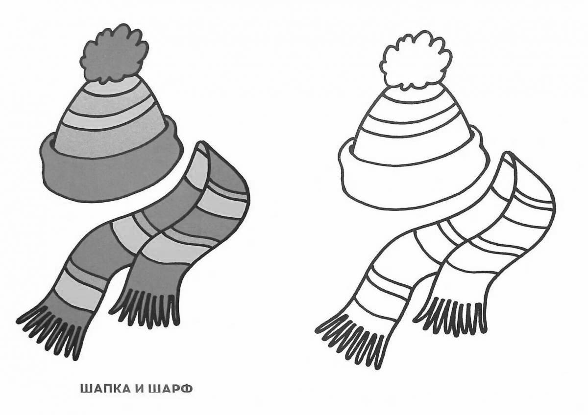 Coloring page luxury hat and scarf
