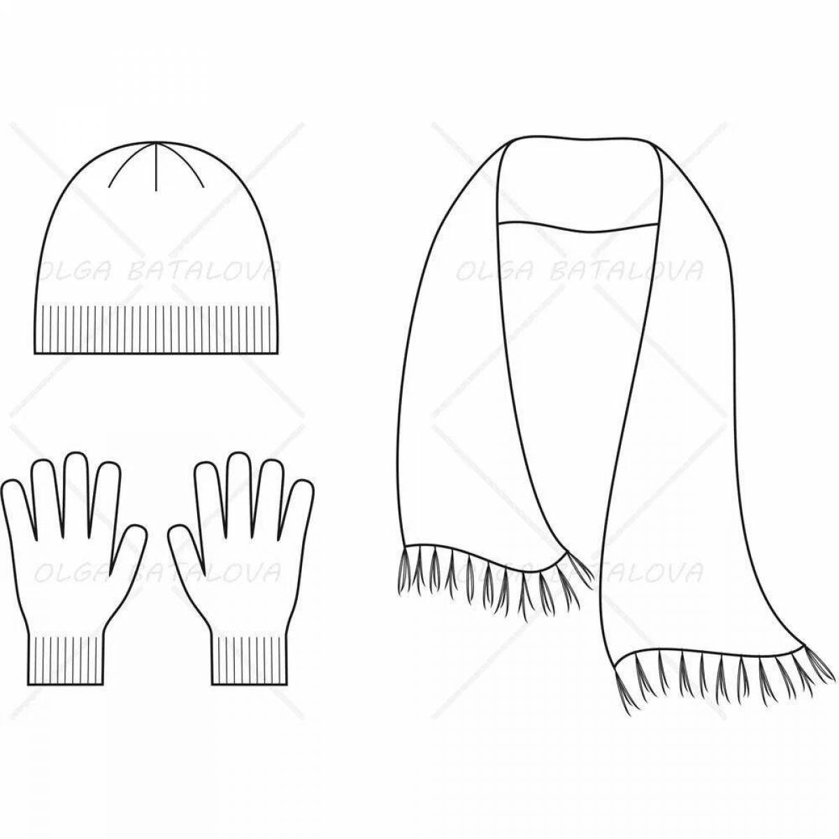 Coloring page adorable hat and scarf