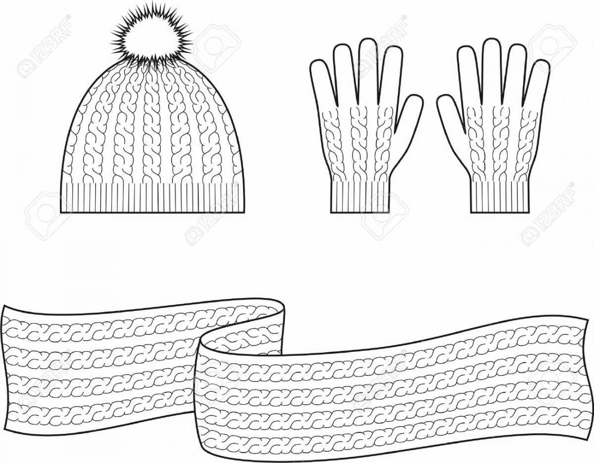 Coloring page playful hat and scarf