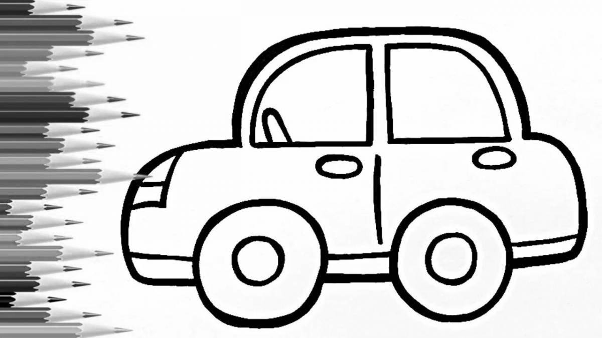 Colorful cartoon car coloring page