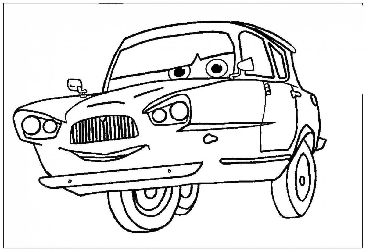 Adorable cartoon car coloring page