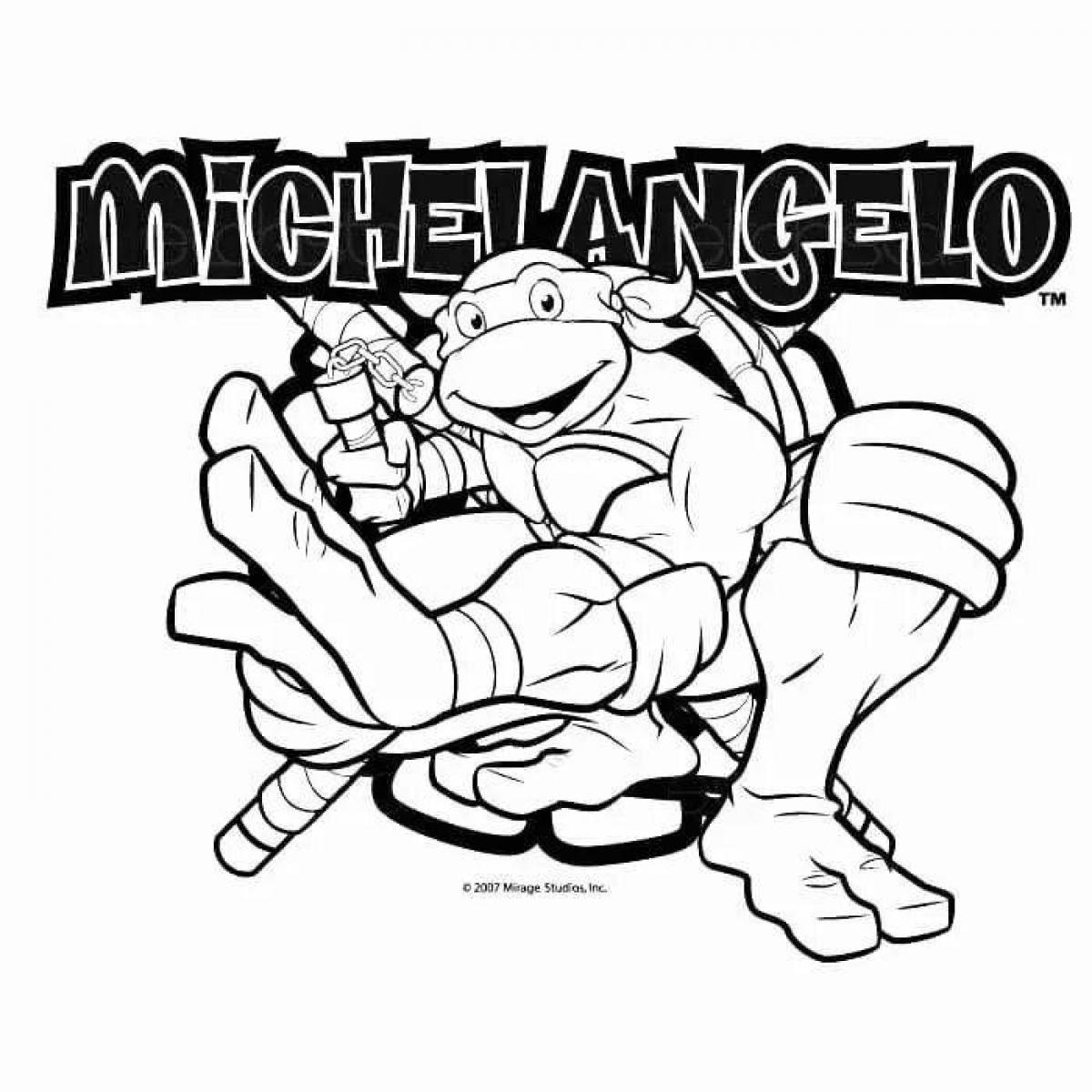 Радостные черепашки-ниндзя микеланджело раскраска