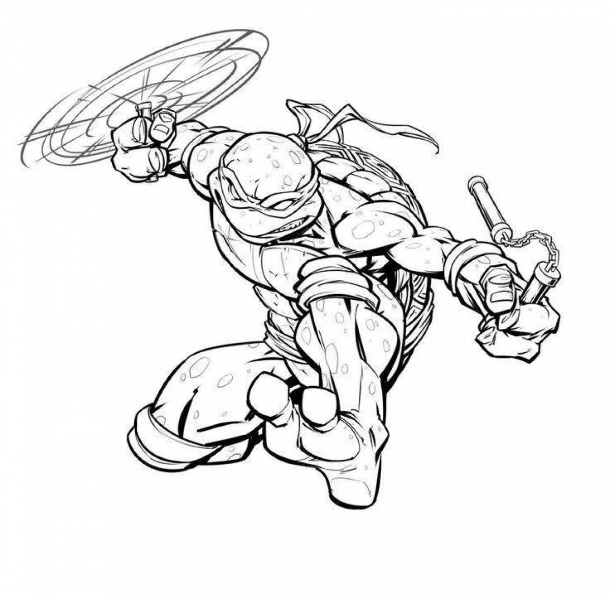 Michelangelo funny ninja turtles coloring page