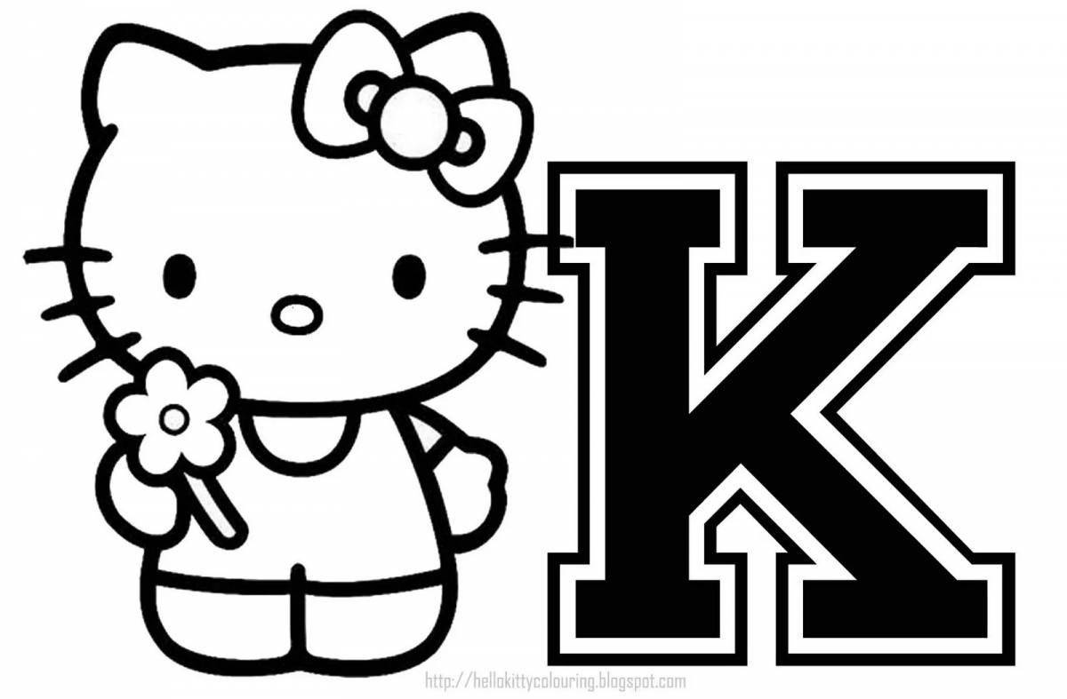 Funny hello kitty sticker coloring page