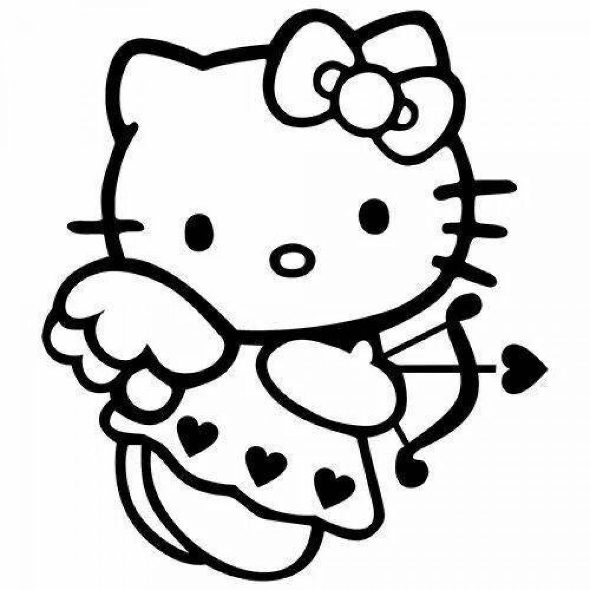 Exuberant hello kitty sticker coloring page