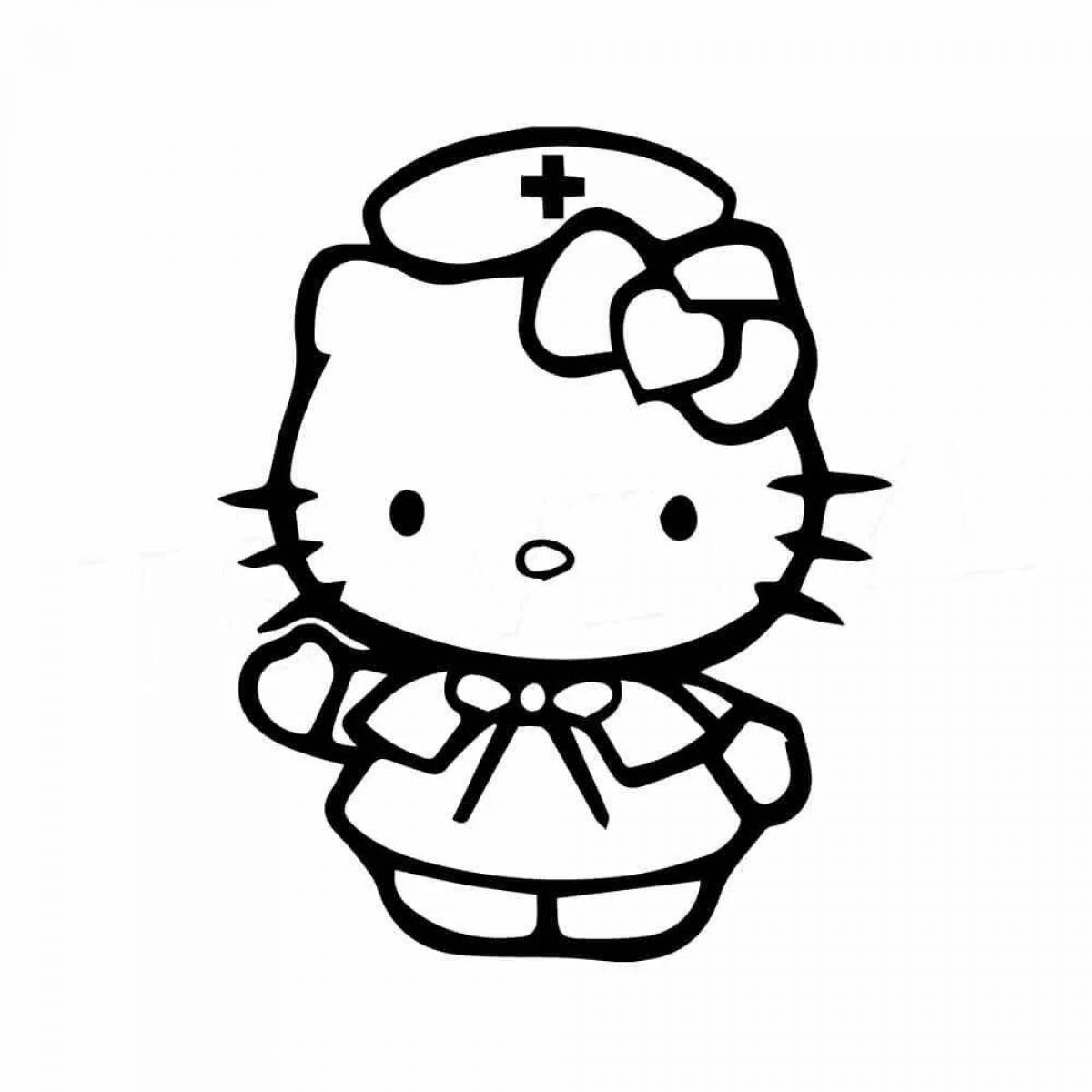 Анимированная страница раскраски стикеров hello kitty
