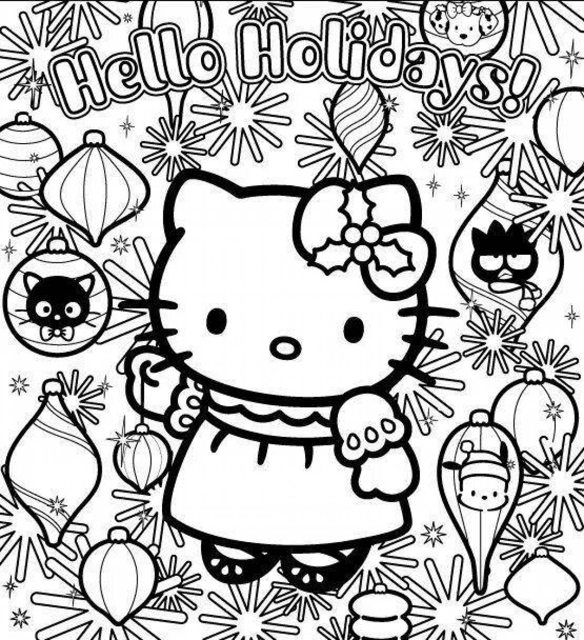 Живая рождественская раскраска hello kitty