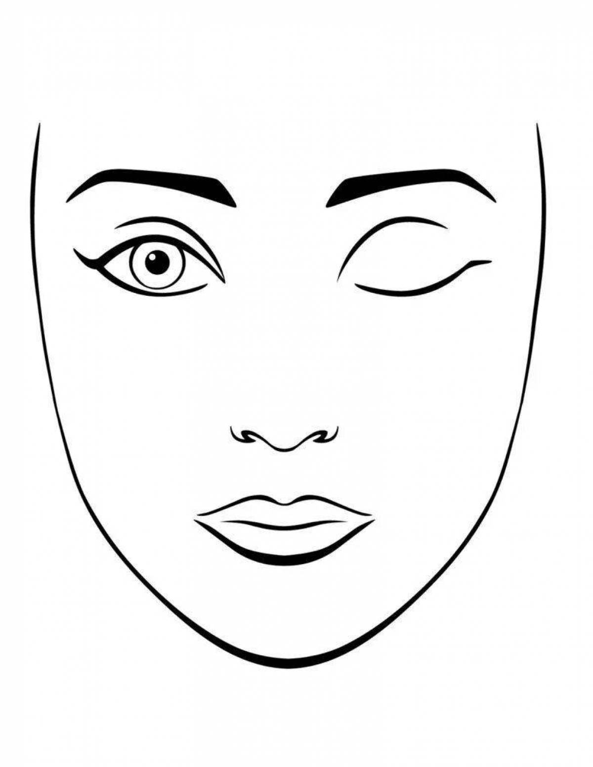 Glowing coloring pages for girls with face makeup