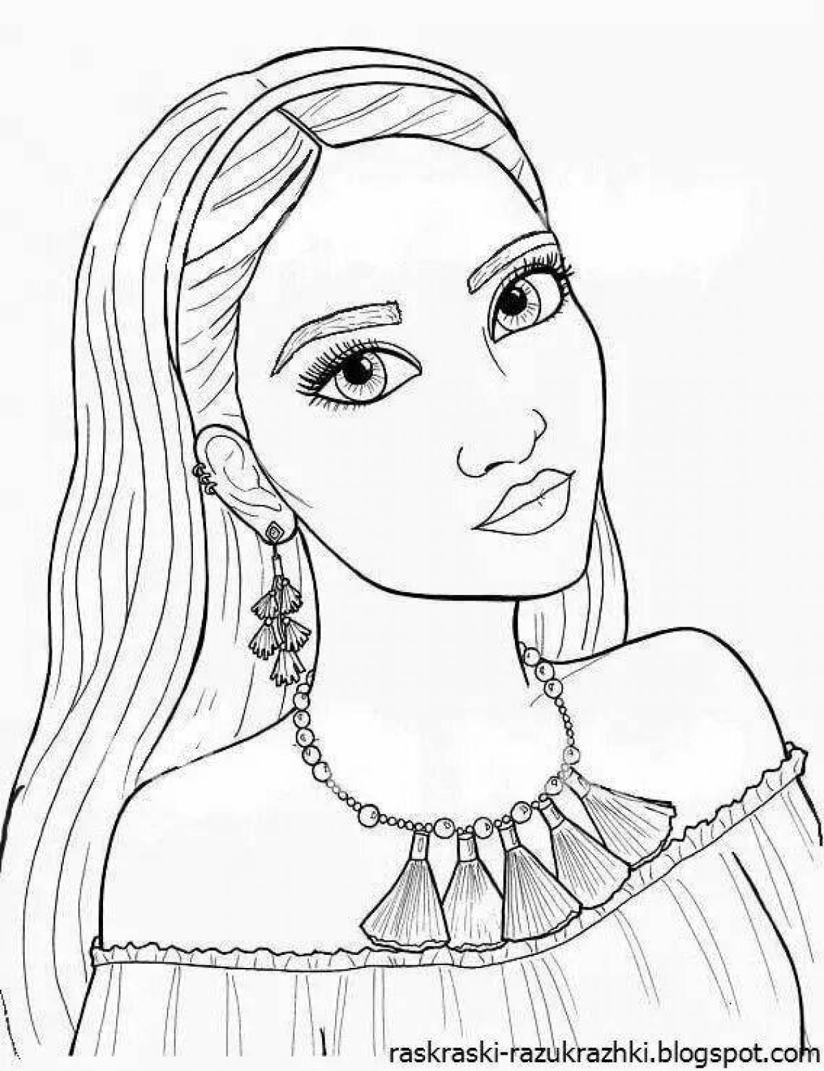 Magic coloring book for girls with face makeup