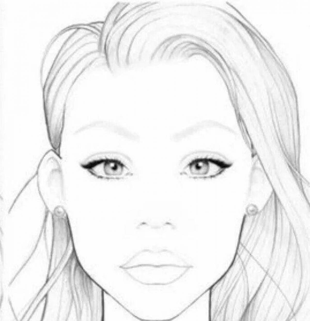 Glitzy coloring page girls makeup face