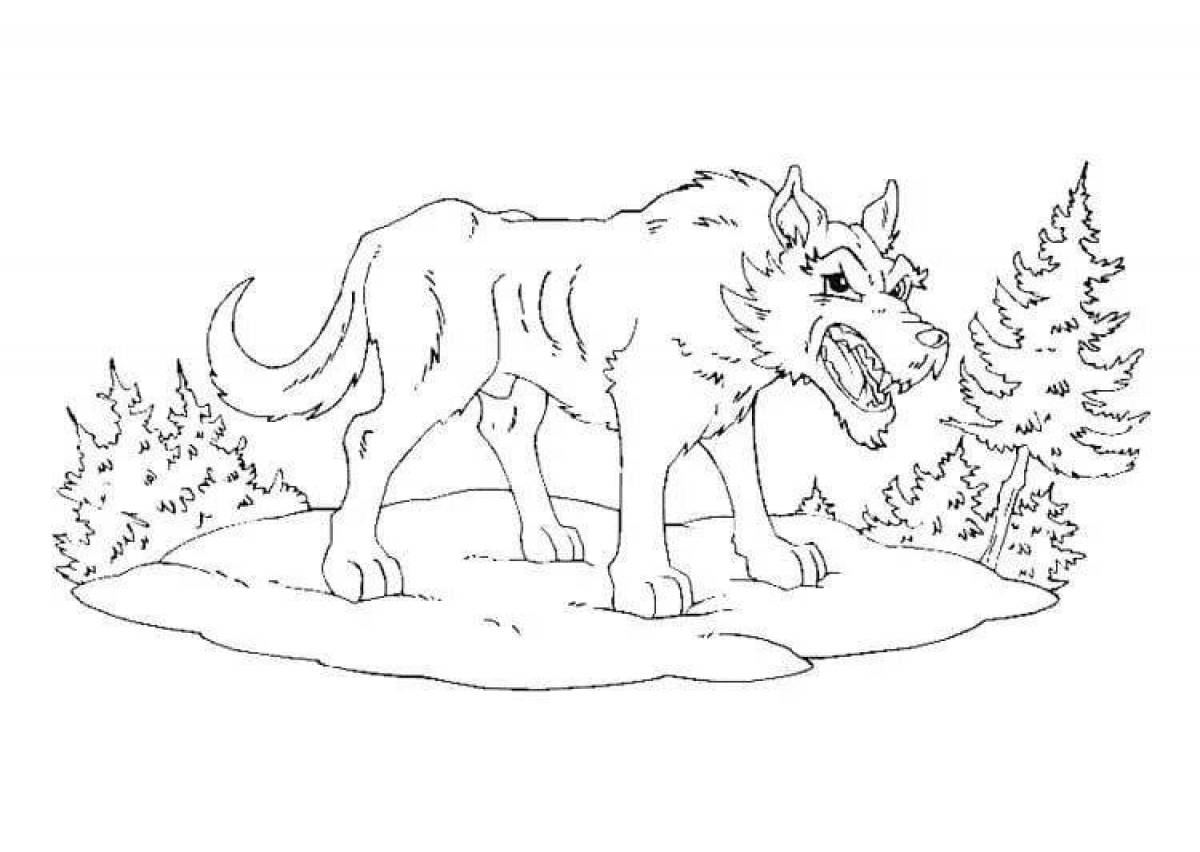 Красивая раскраска волк для детей 3-4 лет