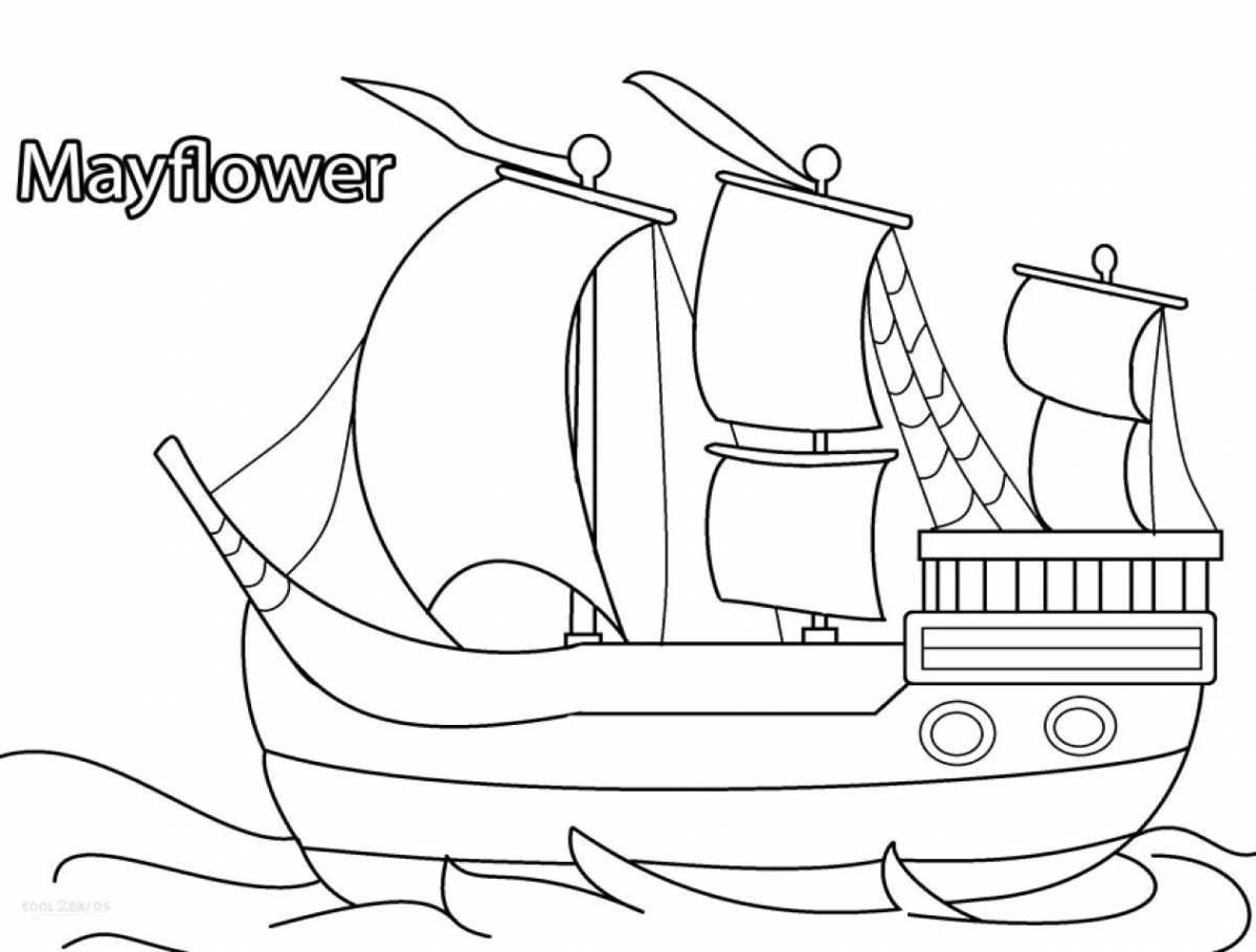 Игривая страница раскраски кораблей для детей 5-6 лет