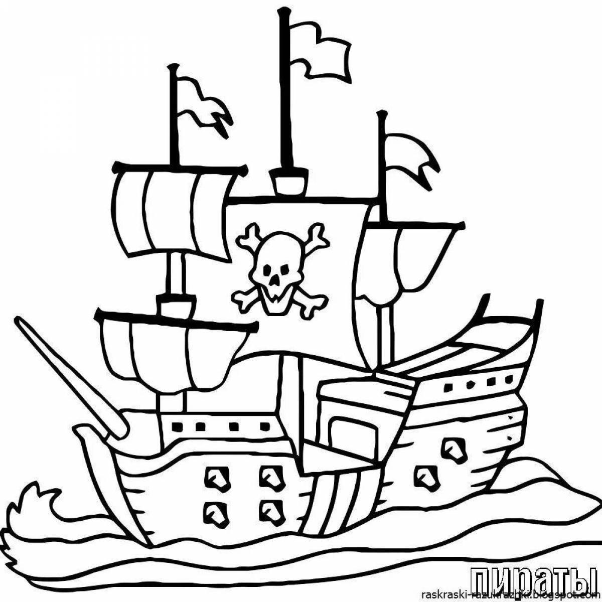 Awesome ship coloring page for 5-6 year olds