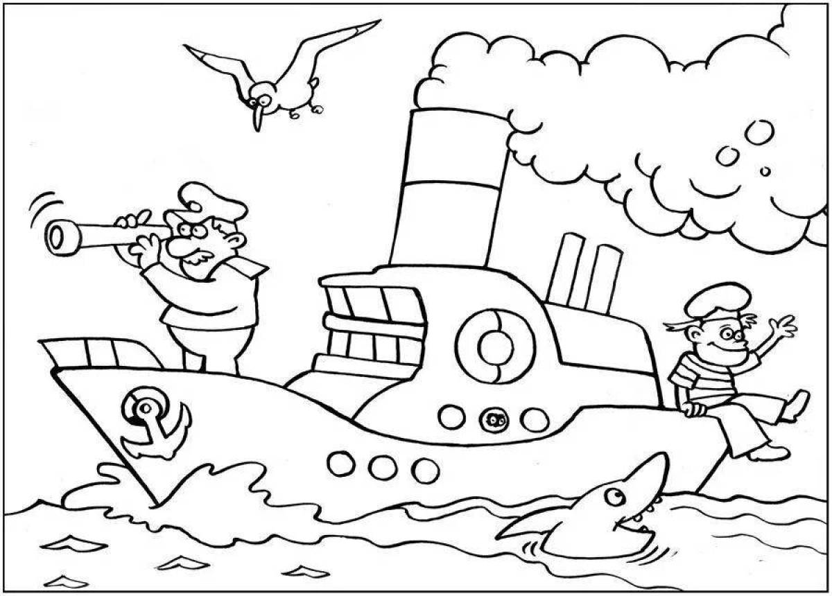 Unique ships coloring page for 5-6 year olds