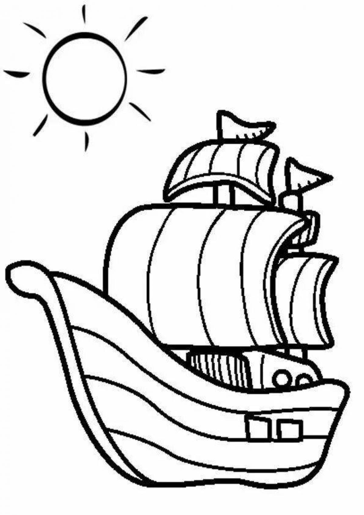 Fun coloring ship for 5-6 year olds